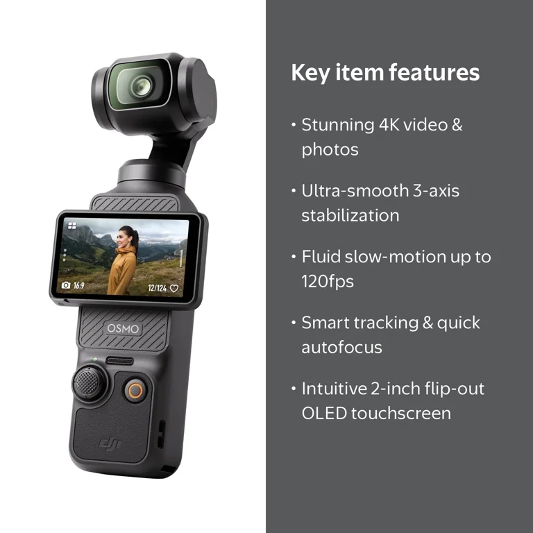 DJI Osmo Pocket 3 4K, 9.4MP CMOS Camera with Vlogging, 4x Zoom