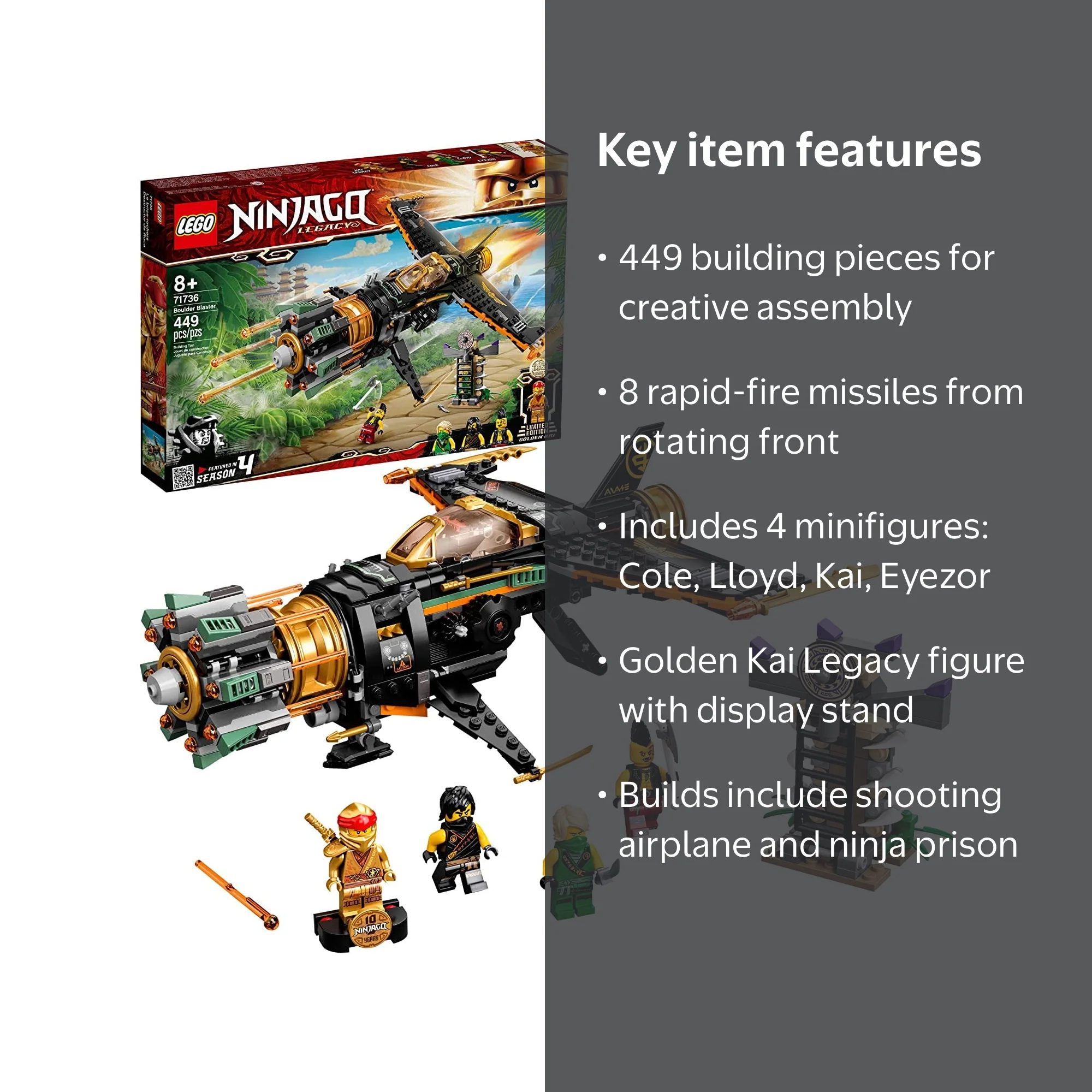 LEGO NINJAGO Legacy Boulder Blaster 71736 Airplane Toy Set with