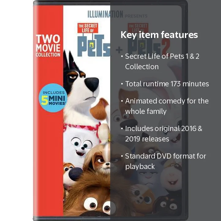 The Secret Life of Pets 2-Movie Collection DVD, Family Animated
