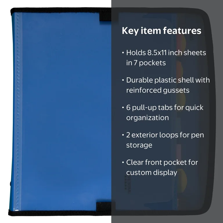 Five Star Sturdy 7-Pocket Expanding File with Colorful Tabs, 8 1/2