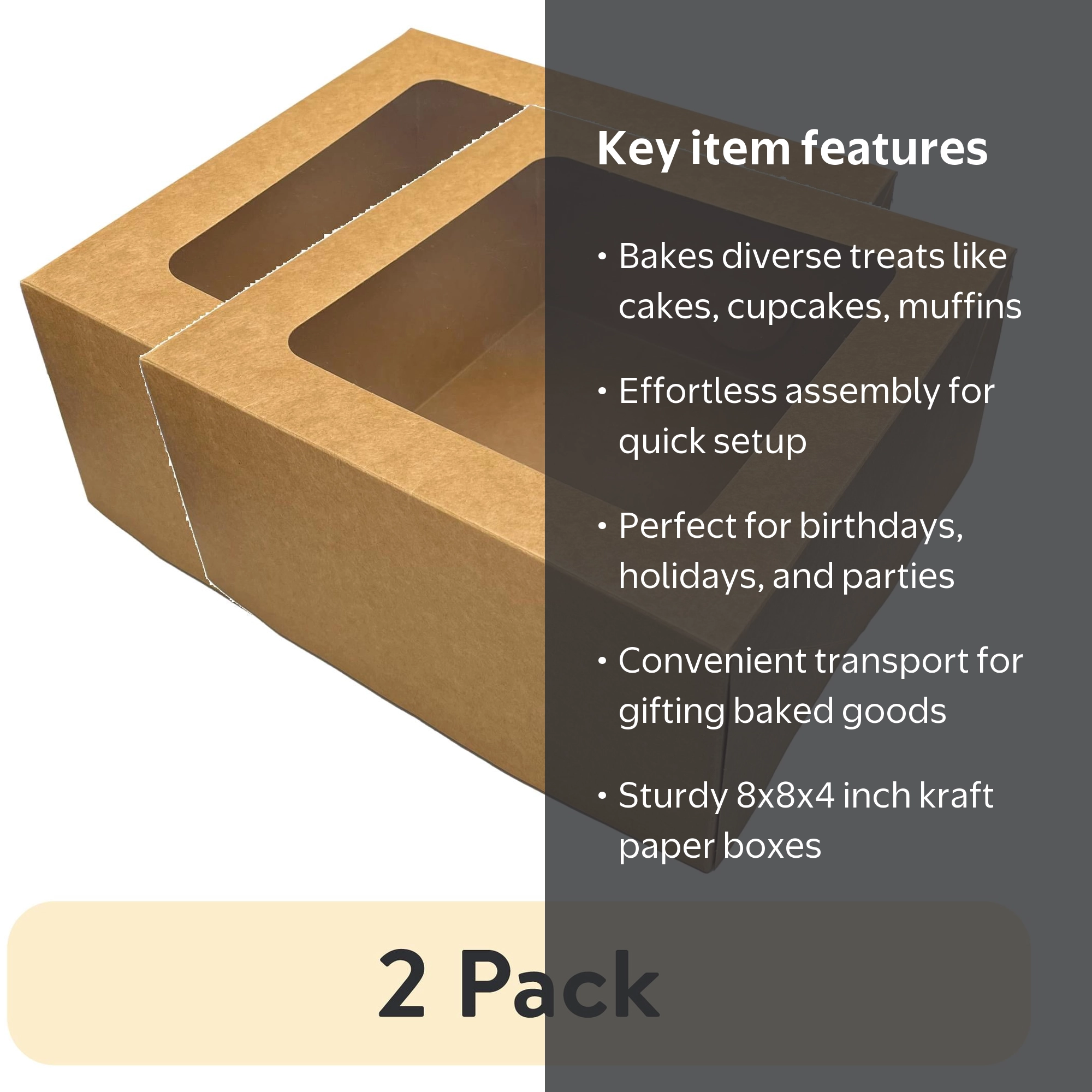 2 pack) (2 pack) Way To Celebrate Kraft Cake Box with Window, 8 in