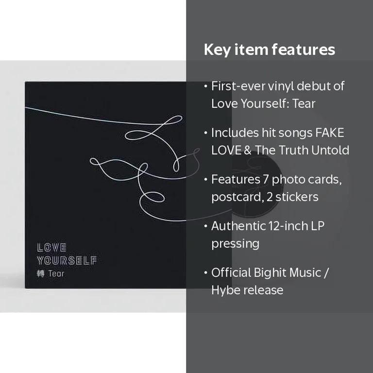 BTS Love Yourself: Tear Vinyl LP with Hologram Photo Card BTS Love Yourself: Tear Vinyl LP with Hologram Photo Card