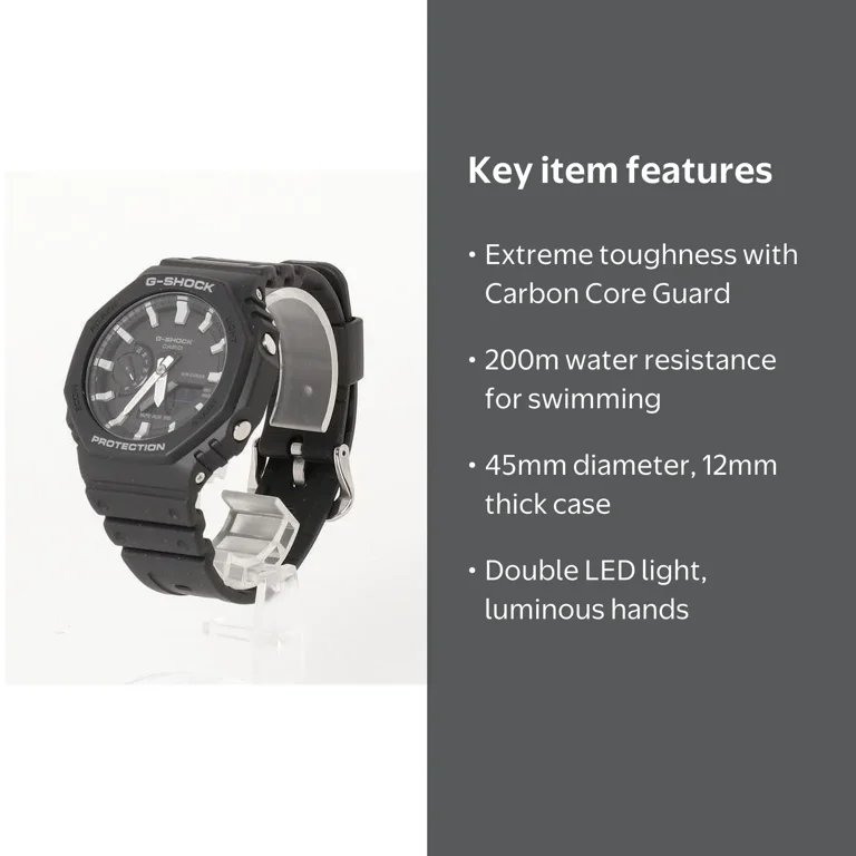 Casio, G-Shock Digital Carbon Resin Men's Watch, GA2100-1A, Black