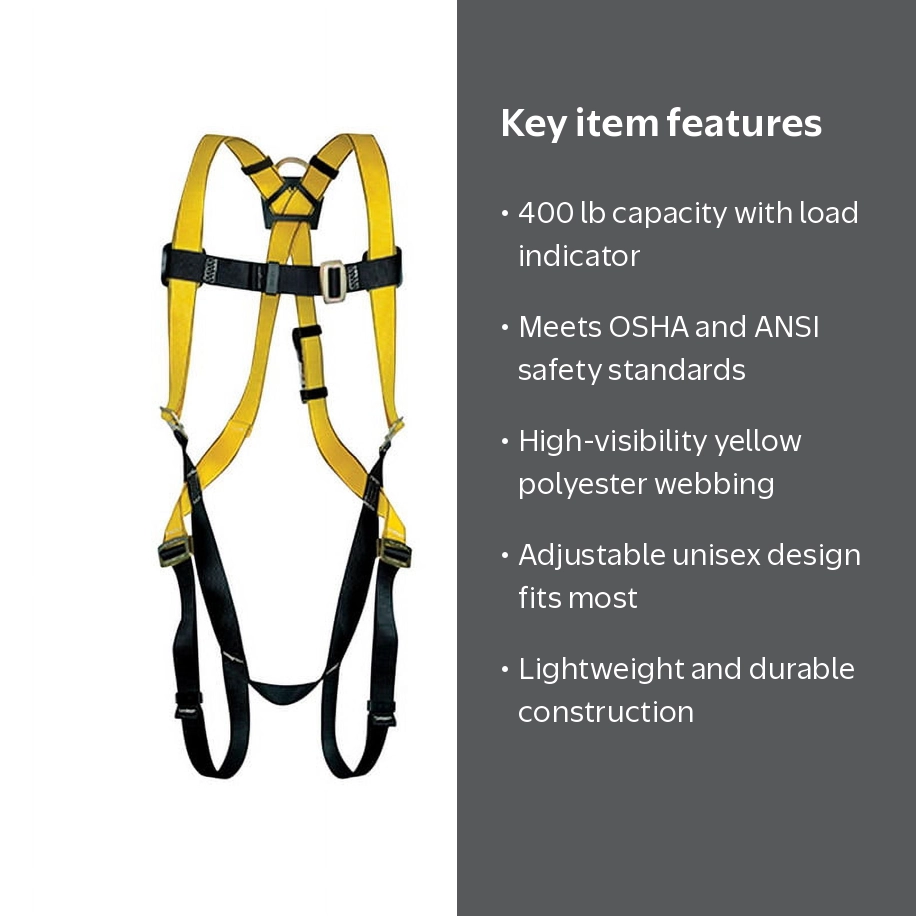 Safety Works Unisex Polyester Adjustable Safety Harness 400 lb