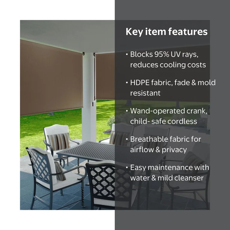 Outdoor Roller Shade 4x8 ft. Walnut UV Protection - Walmart.com