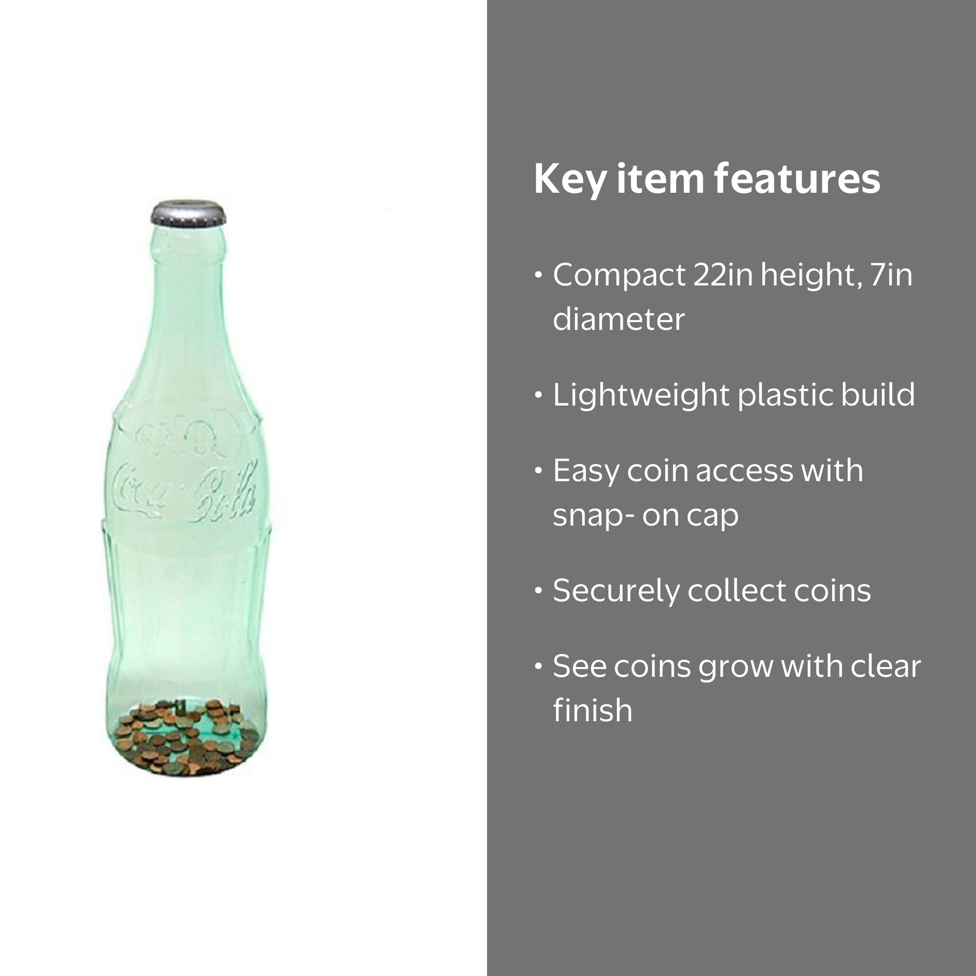 Coca-Cola Officially Licensed Large Plastic Money Coin Bank, 22