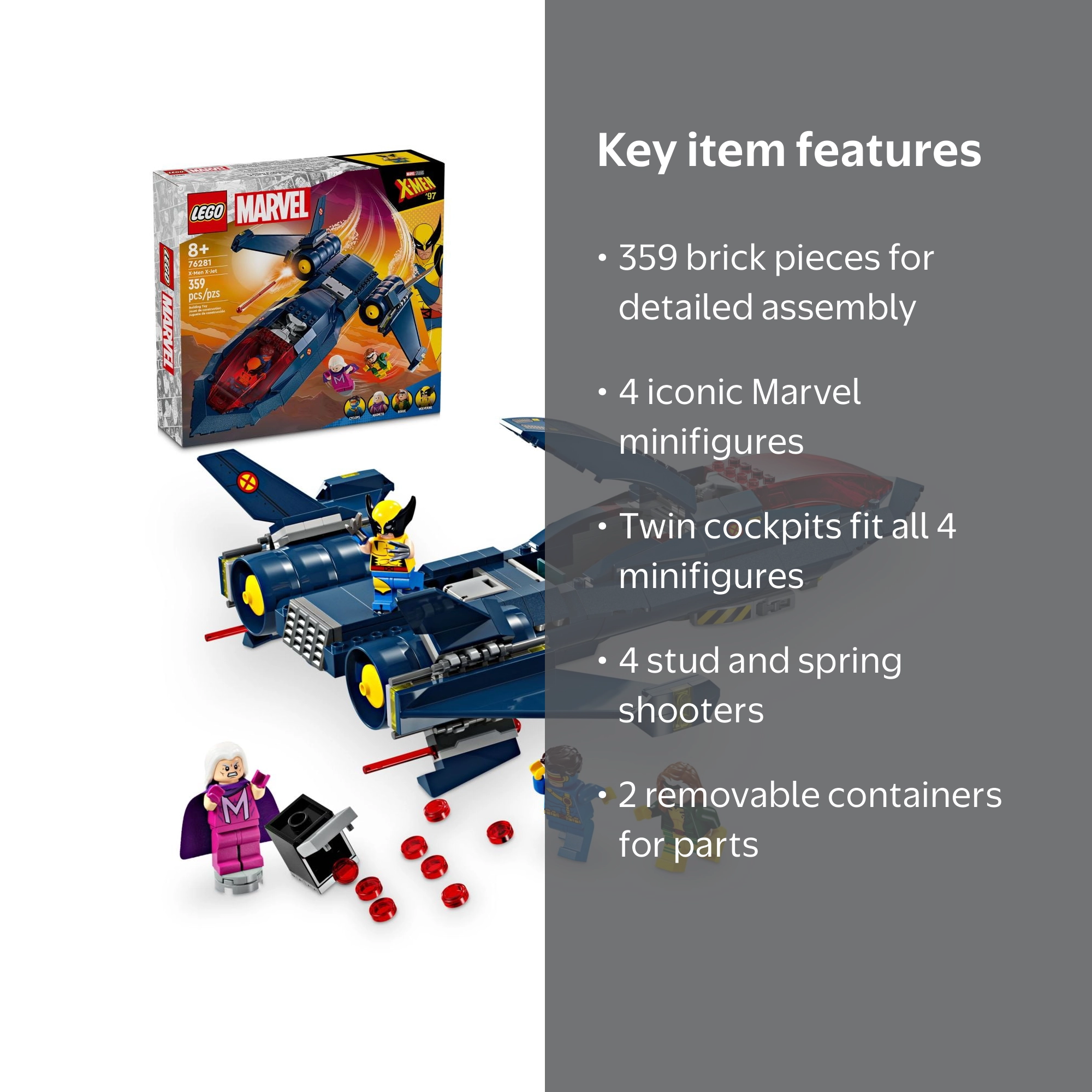 ハイゼット LEGO Marvel X-Men X-Jet Building Kit, Disney Plus Inspired, Ages 8