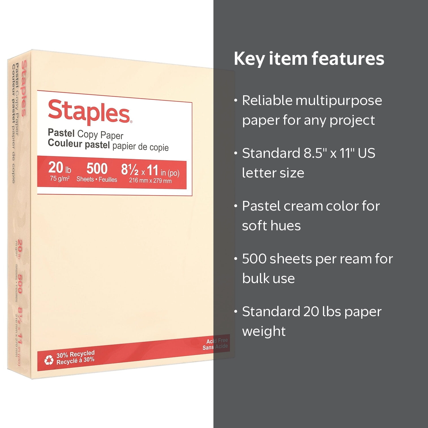 MyOfficeInnovations Pastel Copy Paper 8.5 x 11 Cream 500 Ream