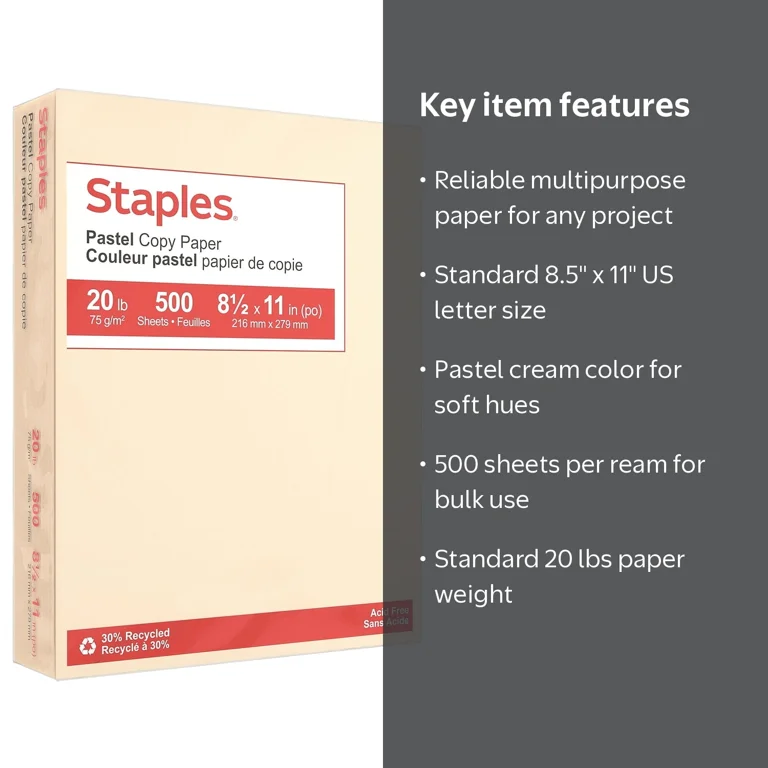 MyOfficeInnovations Pastel Copy Paper 8.5 x 11 Cream 500 Ream