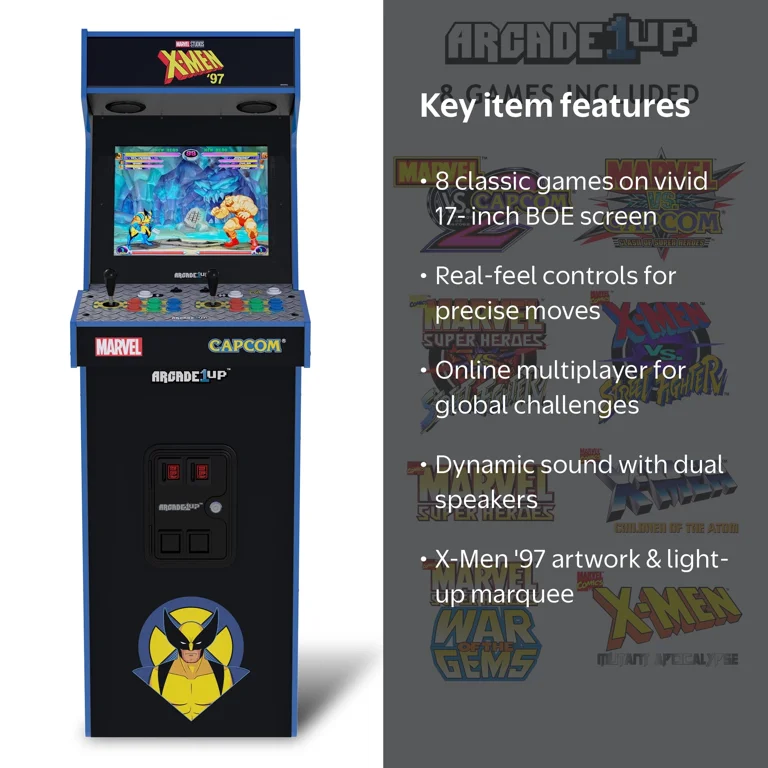 Arcade1Up Marvel vs Capcom 8 Games in 1 Arcade Machine, X-Men '97