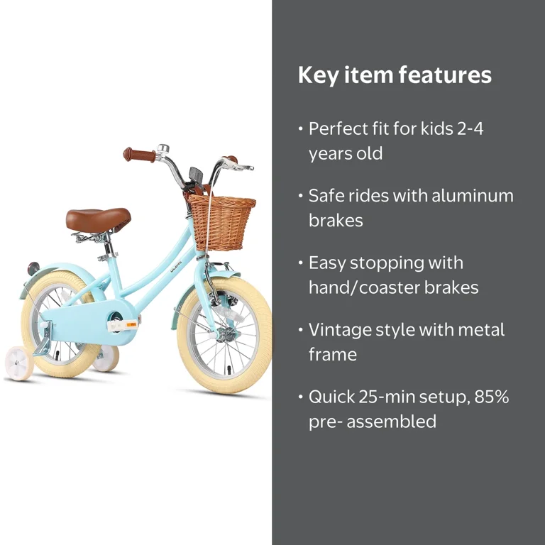 Glerc Little Molly 12 inch Kids Girls Bike for1 2-4 Years Old