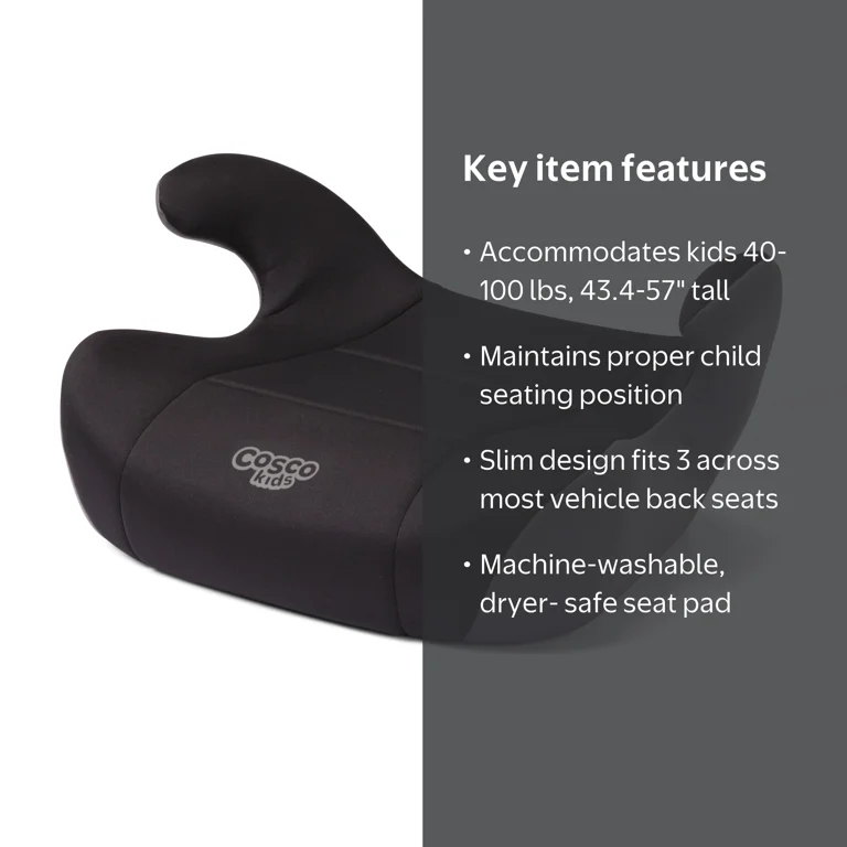 Cosco Rise LX Kids Booster Car Seat, Fossil Black