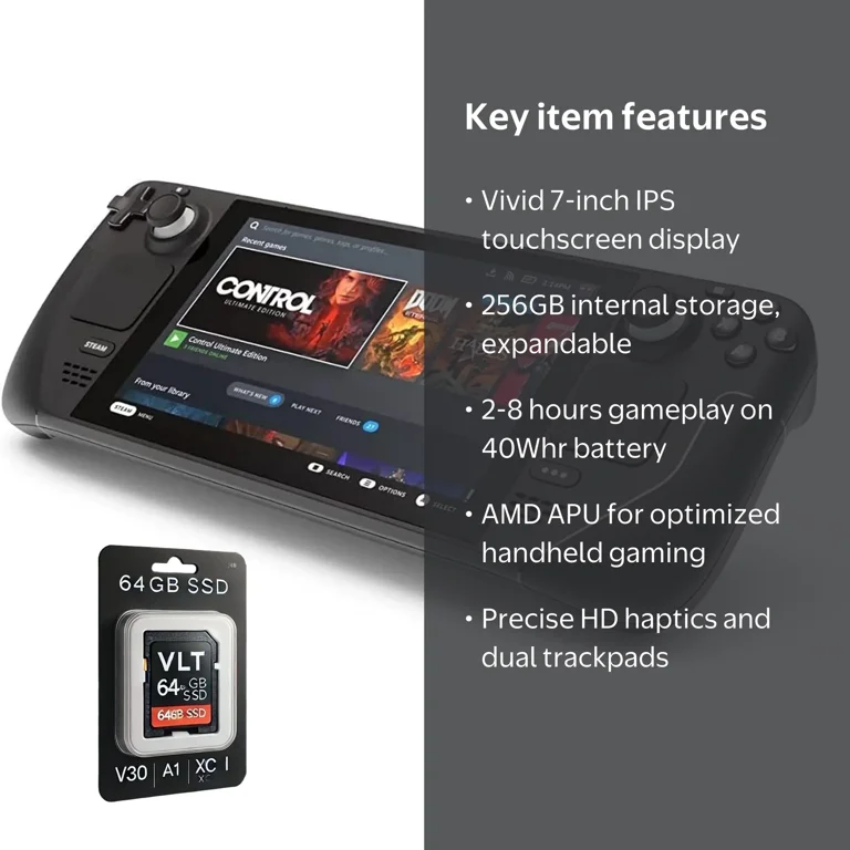 Valve Steam Deck 256GB Gaming Console with 7-inch Touchscreen, AMD