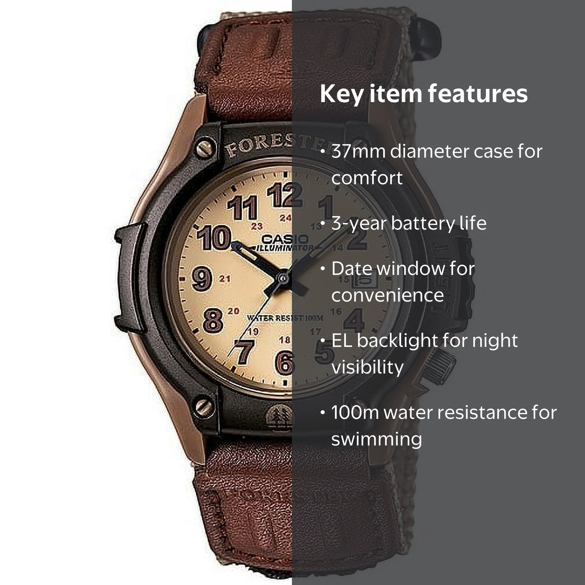 Casio Men's Forester Analog Sport Watch, Brown Nylon Strap FT500WC