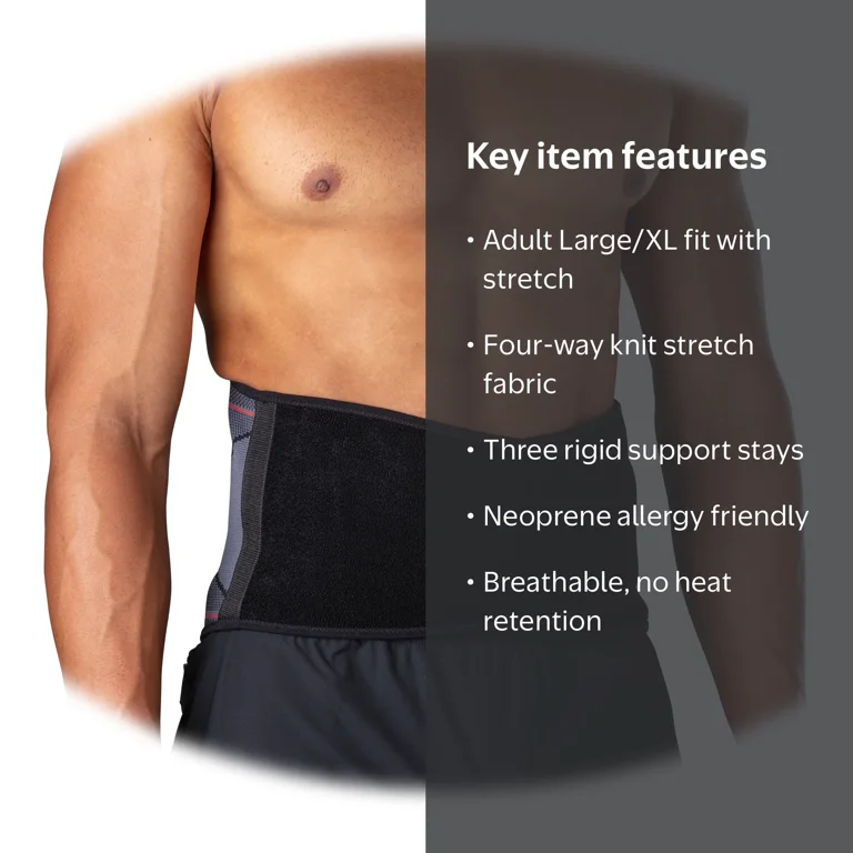 McDavid Sport Knit Compression Back Support, Black, Unisex, Adult
