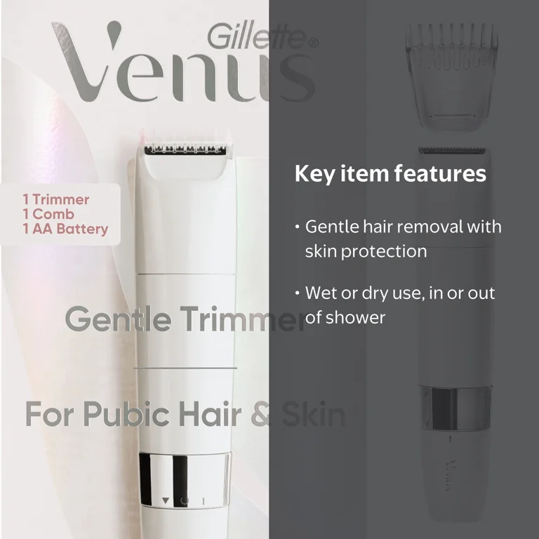 Venus, Female Electric Trimmer, Pubic Hair & Skin Gentle, Wet