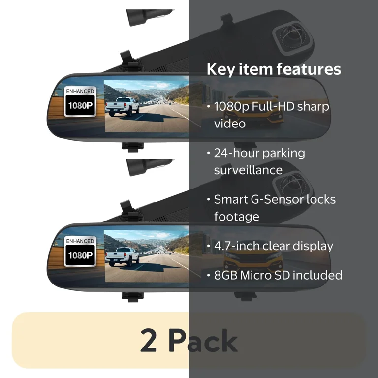 Free Shipping! Yada Roadcam Mirror 1080p Dash Cam with G-Sensor