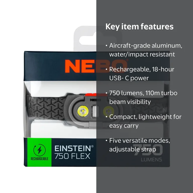 NEBO Einstein 750 Lumen LED Gray Flex Headlamp - Walmart.com