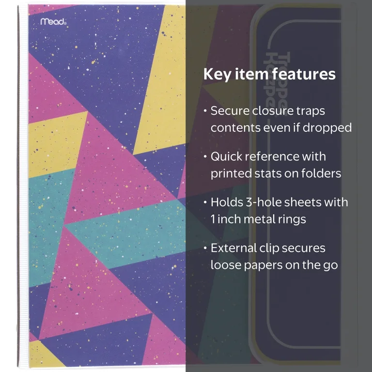 Mead, Trapper Keeper Binder, Blue, Colorblock with Secure Closure
