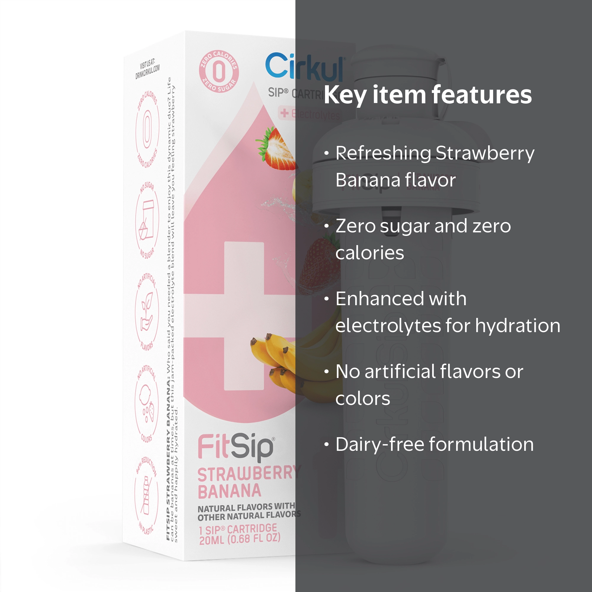 Cirkul FitSip Strawberry Banana Flavor Cartridge, Drink Mix, 1