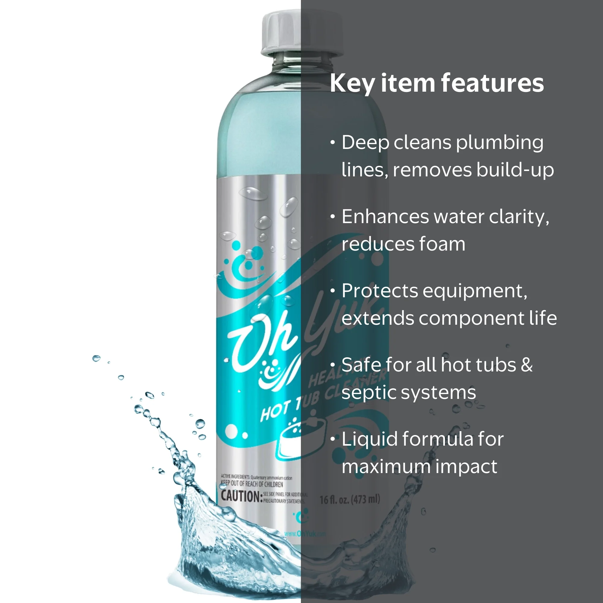 Oh Yuk, Hot Tub Cleaner, 16 Ounces, Targets Hidden Contaminants