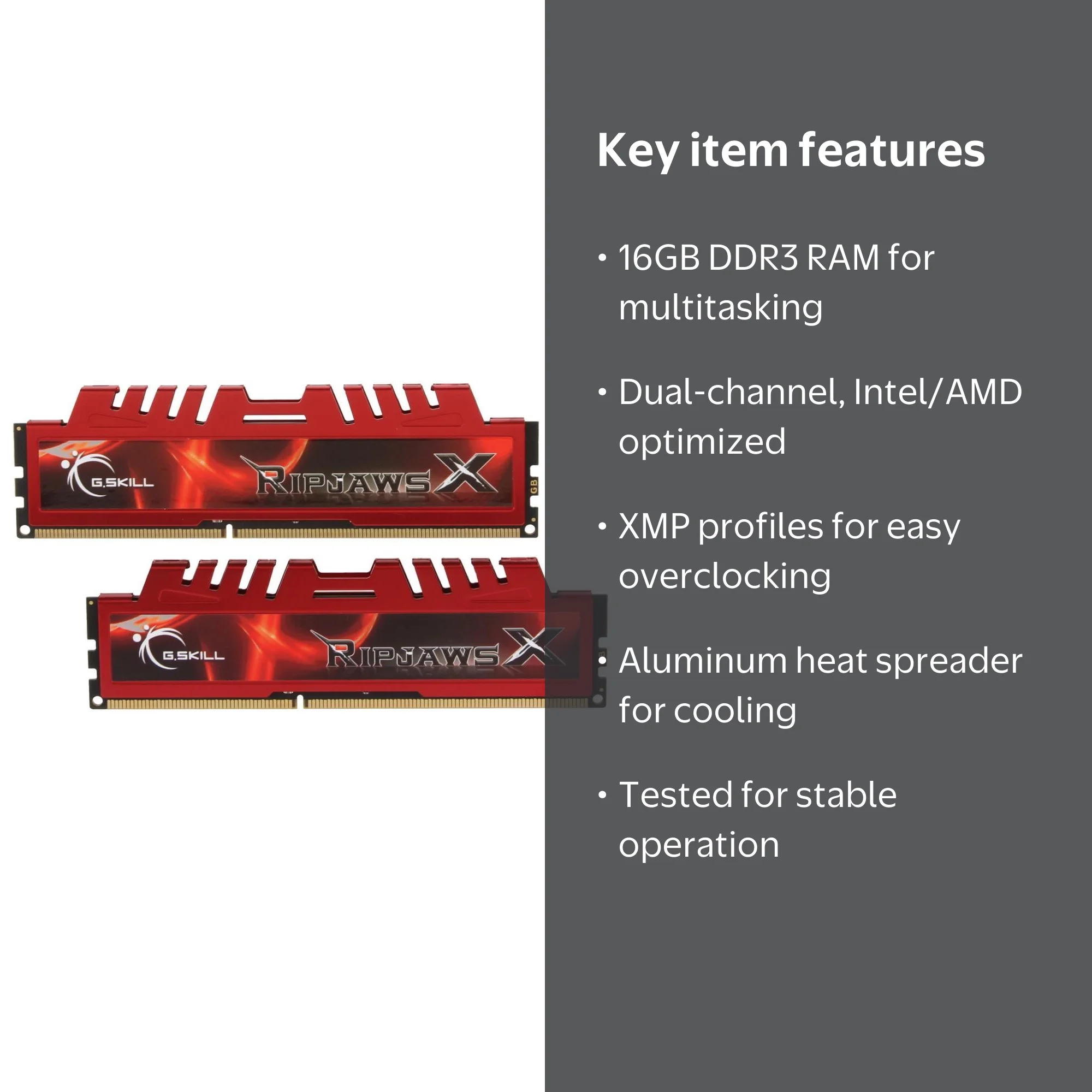 G.SKILL Ripjaws X 16GB (2x8GB) DDR3 1600 PC RAM - Gaming Desktop