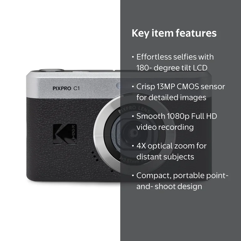 Kodak, Digital Camera, C1, 180 Degree Flip Screen, 13MP - Walmart.com