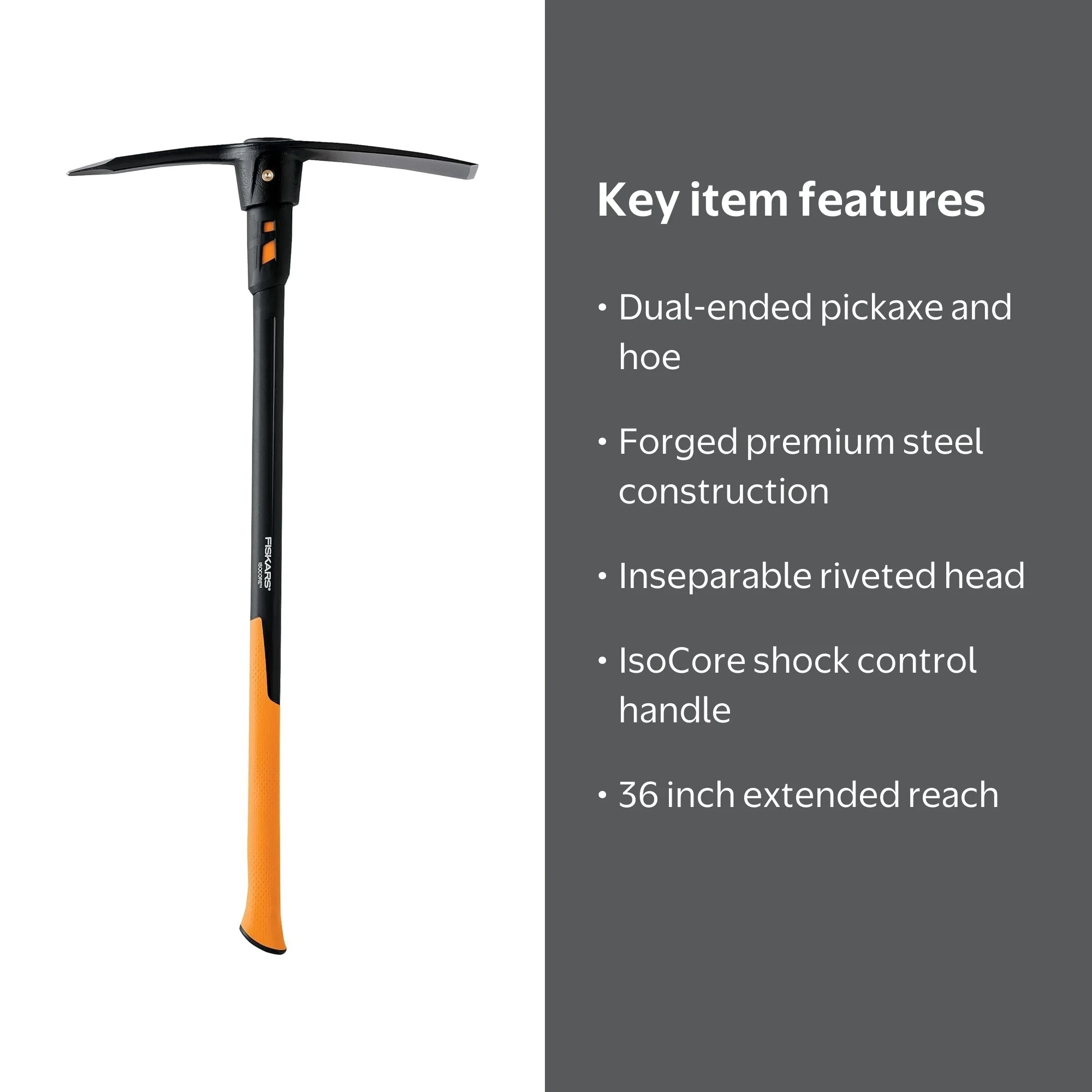 Fiskars 751210-1003 Pro IsoCore 5lb Pick-36 Dual-Ended Pickaxe