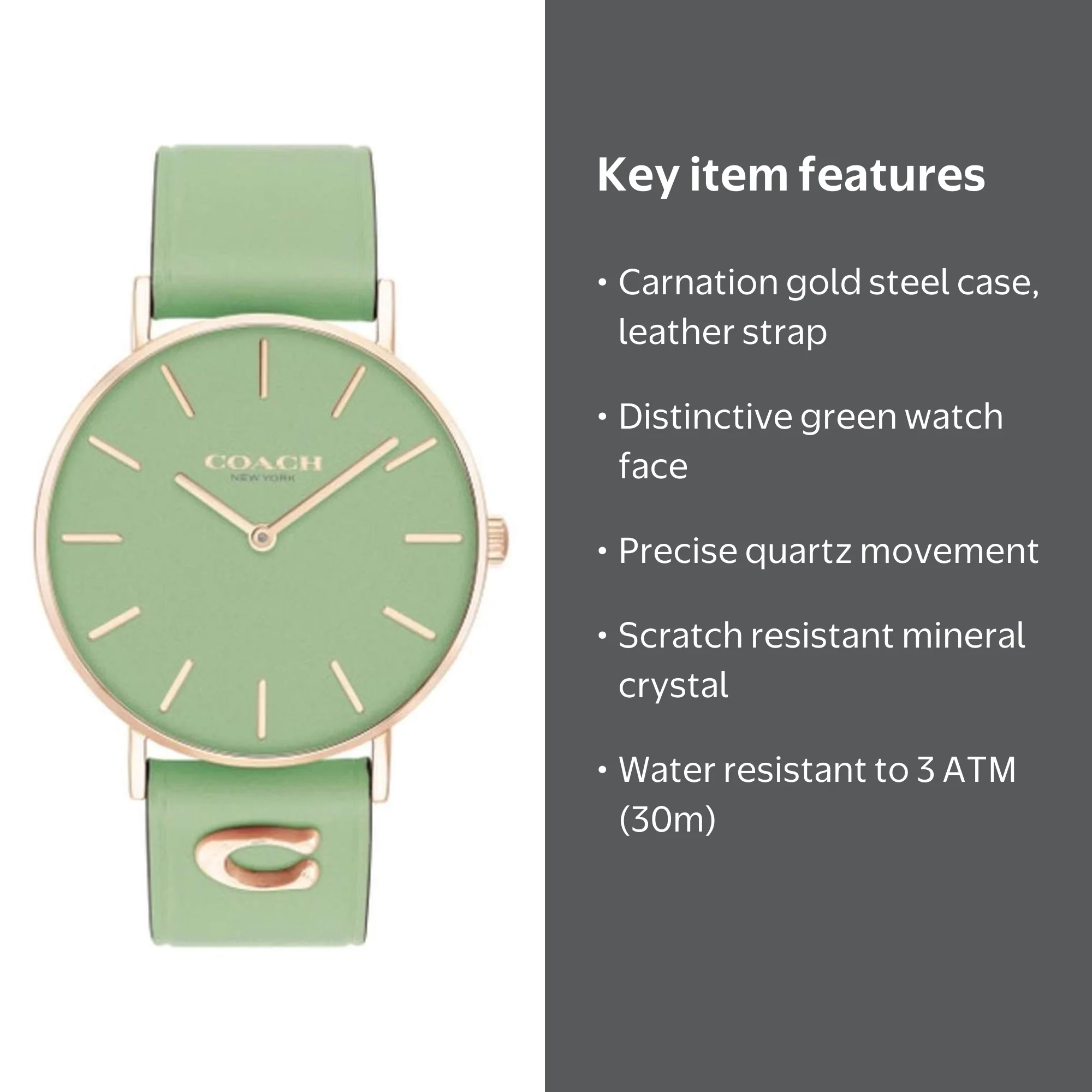 Coach Perry Women's Watch 14503921 with 36mm Green Dial and Green