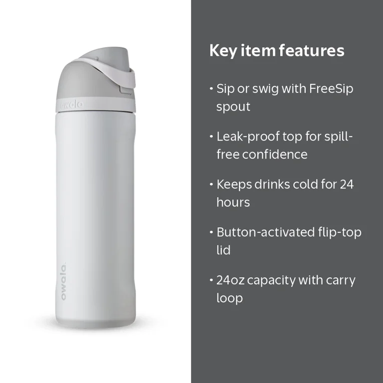Owala Water Bottle, Stainless Steel, 24 fl oz, White - Walmart.com