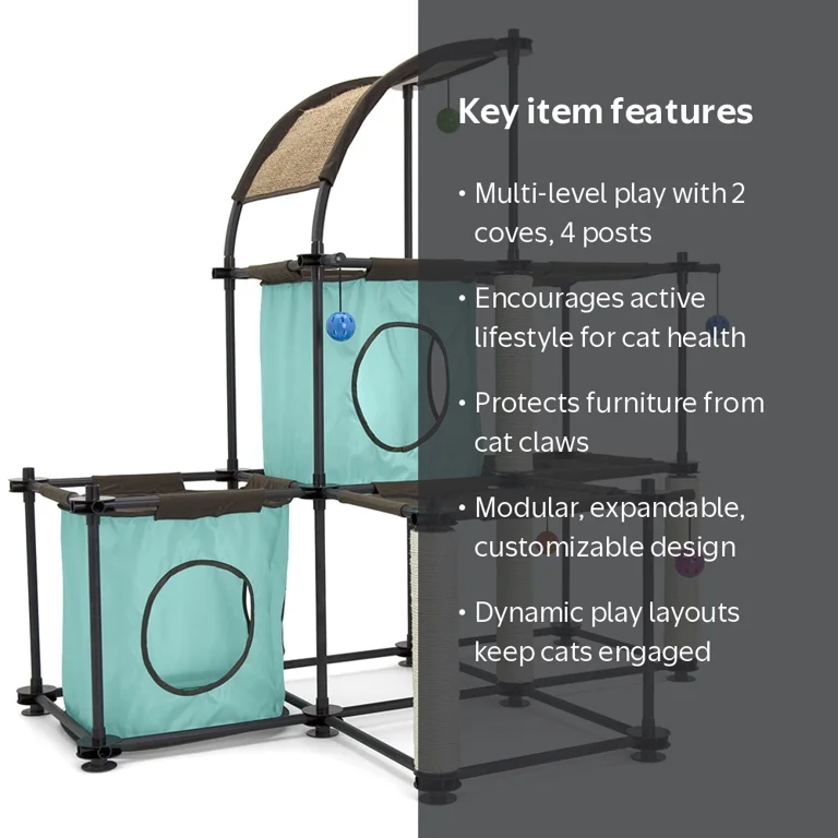 KittyCat  Kitty City Indoor Mega Kit Cat Furniture, Cat Scratcher, Blue