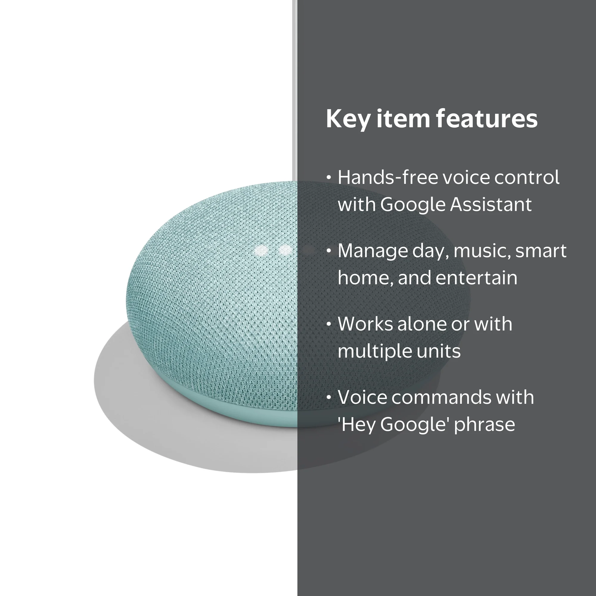 Google Home Mini Aqua - Voice Assistant Enabled Smart Device