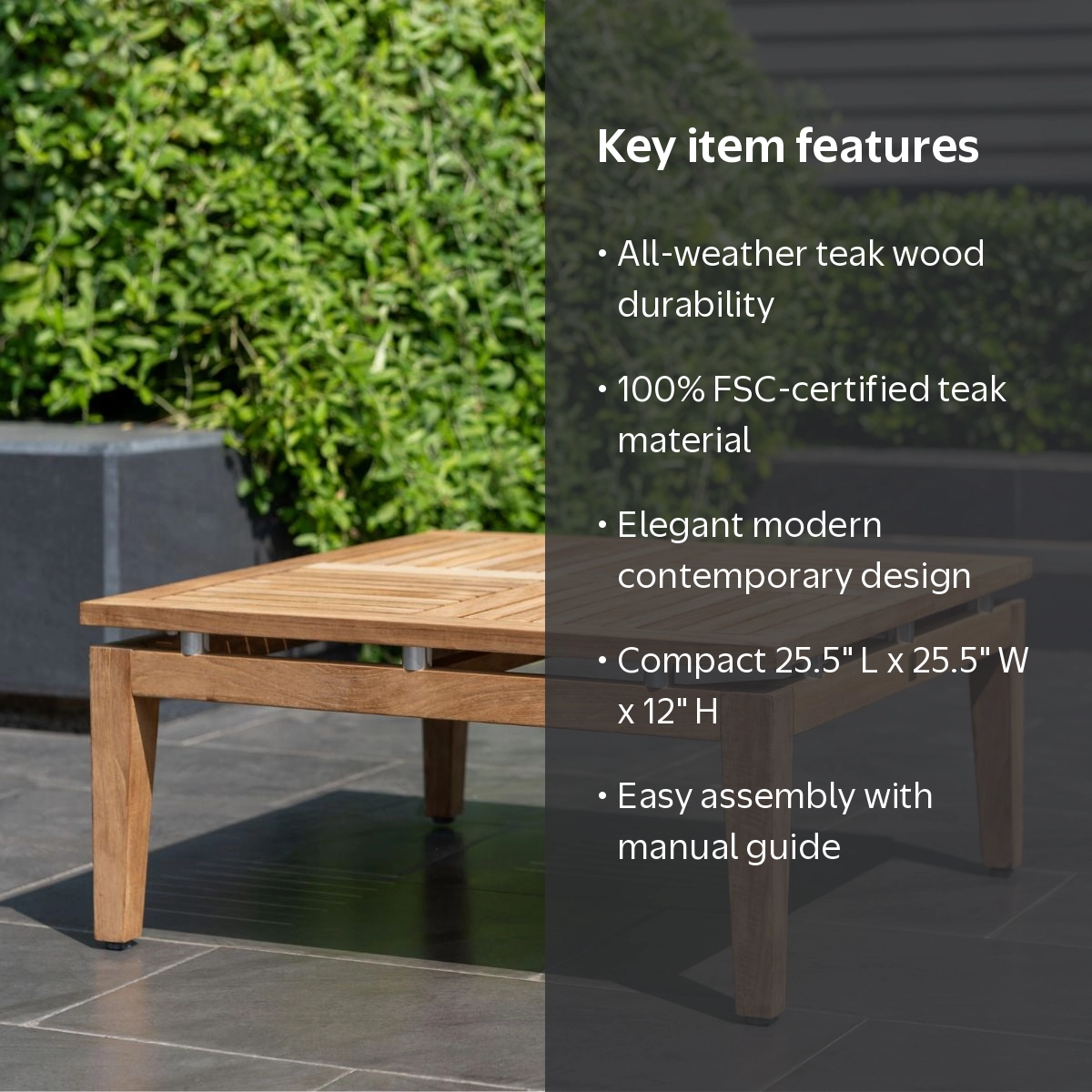 Amazonia Trieste Teak Outdoor Patio Coffee Table - Walmart.com