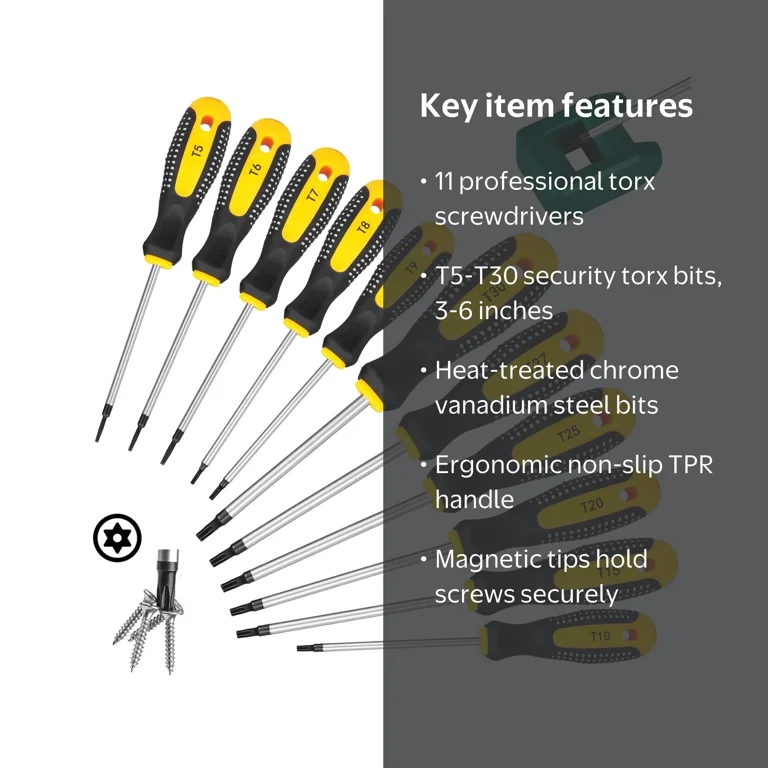 Tonsiki, Security Torx Screwdriver Set, T5-T30, Black - Walmart.com