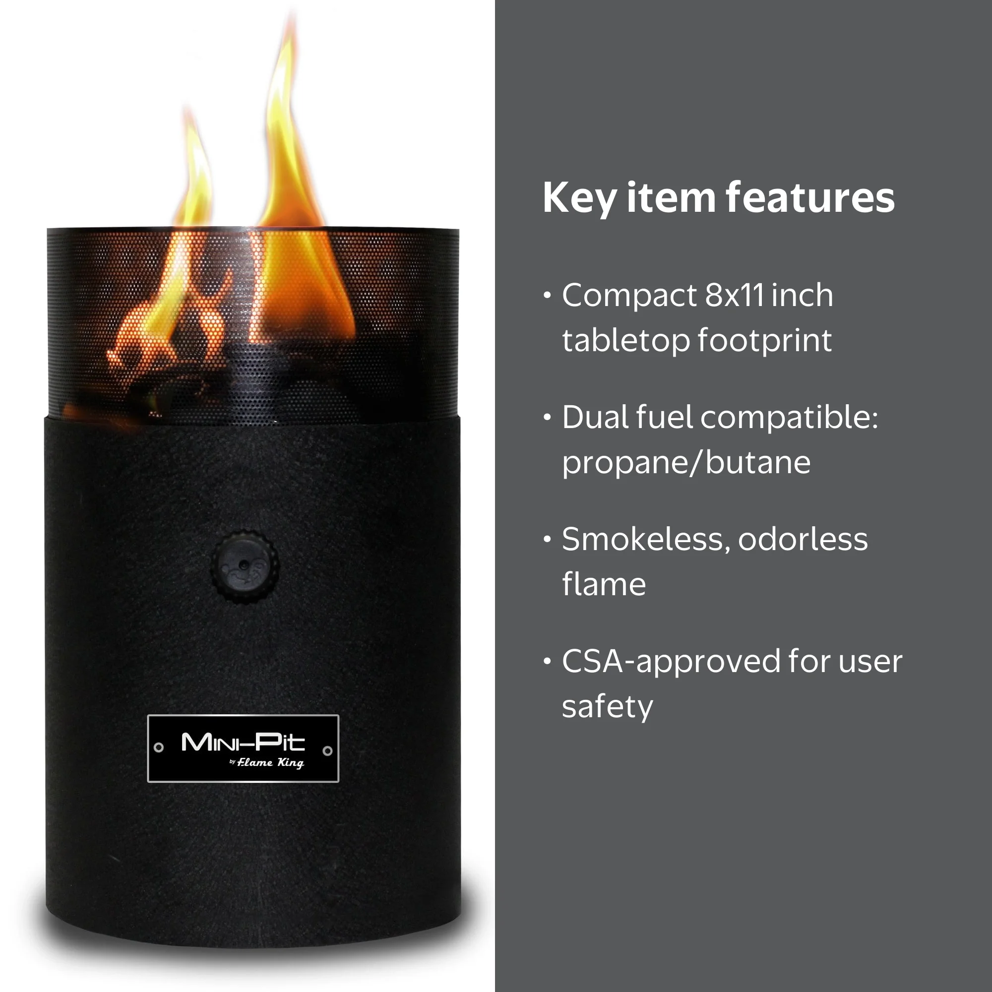 Flame King Mini Tabletop Fire Pit, Dual Fuel Propane and Butane