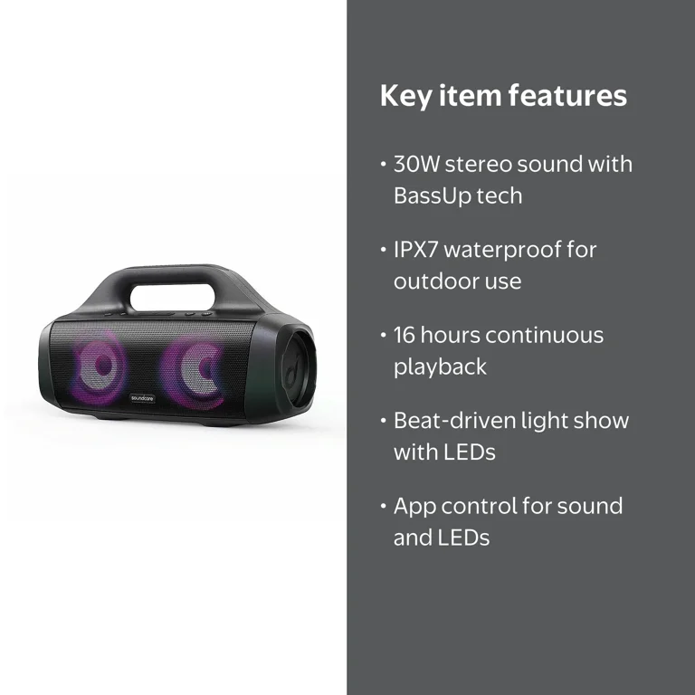 Soundcore Select Pro 30W Outdoor Bluetooth Speaker, BassUp, IPX7