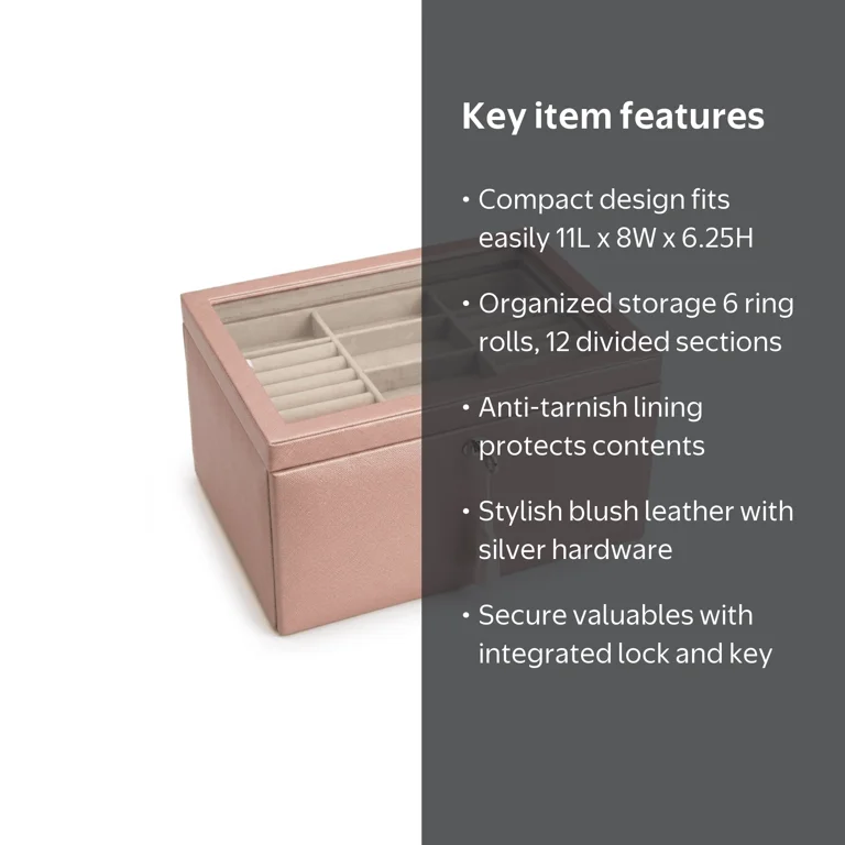 Hives and Honey Danielle Leather Jewelry Box for Women, Blush