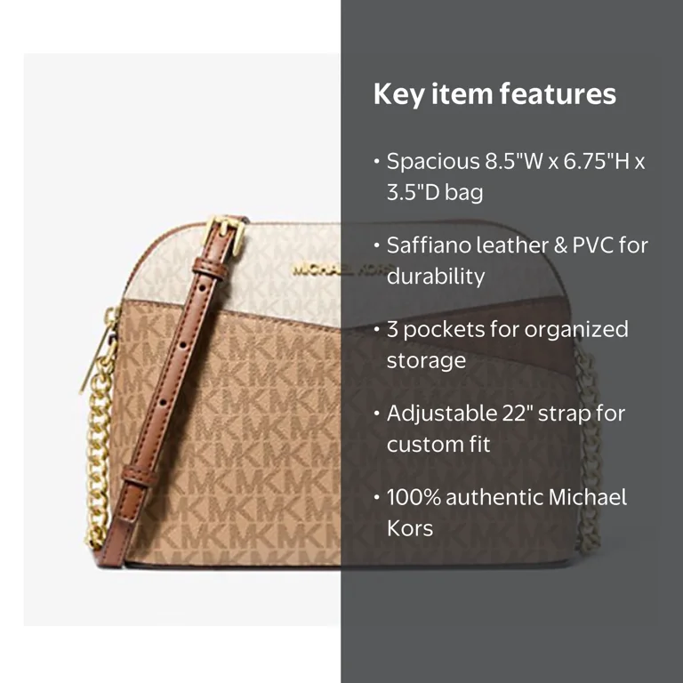 Michael Kors Women's Jet Set Travel Medium Crossbody Bag, Camel
