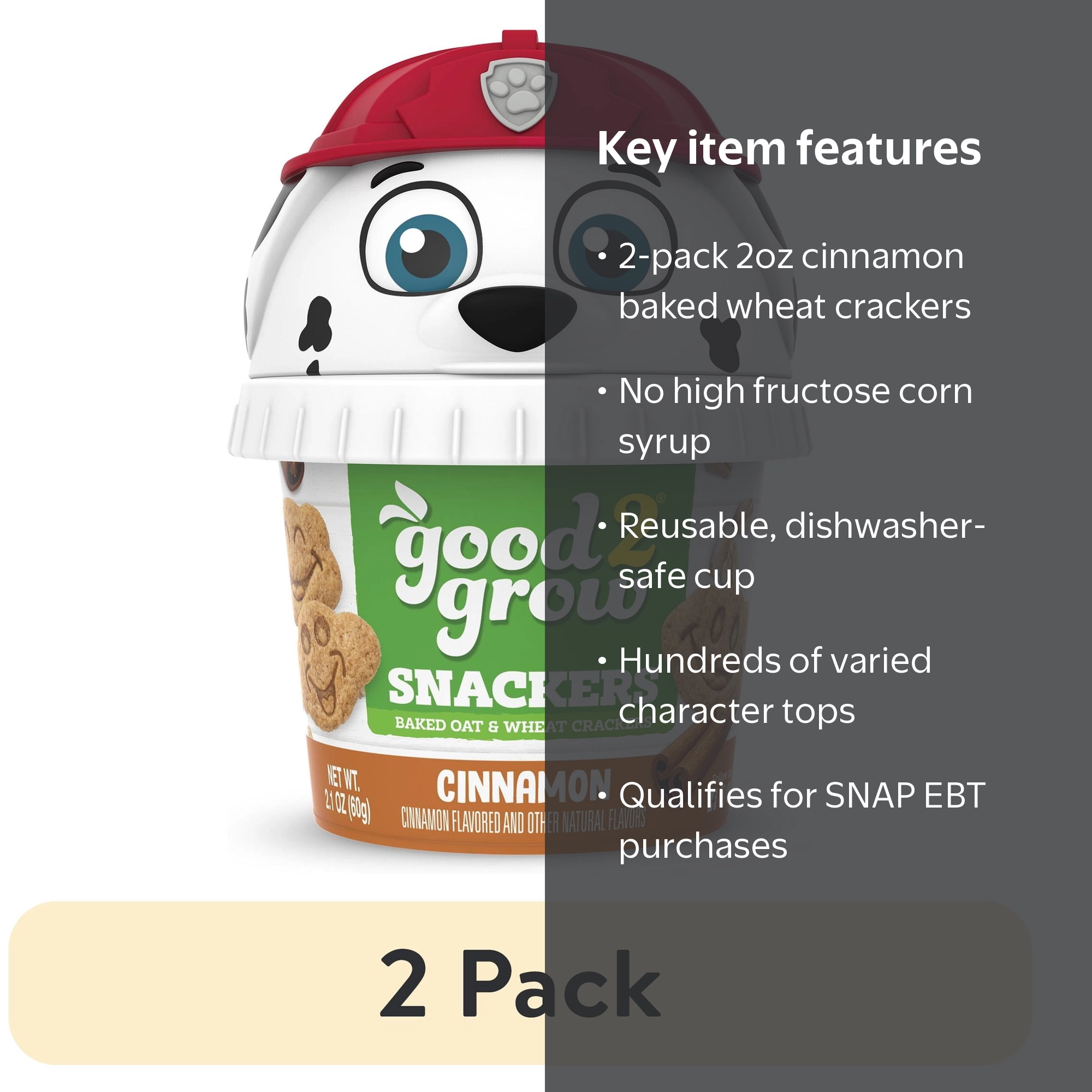 2 pack) good2grow 2oz Cinnamon Snackers (Character Tops Vary