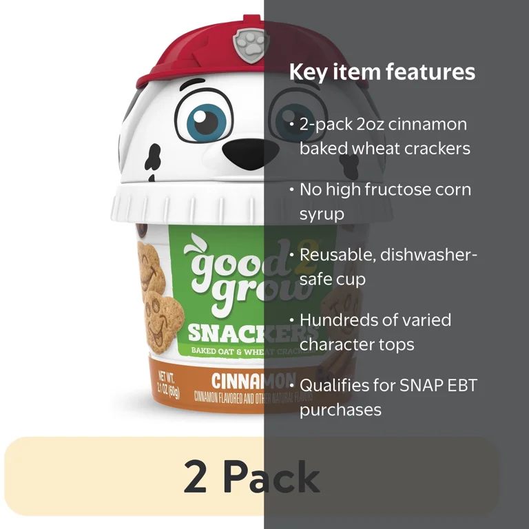 2 pack) good2grow 2oz Cinnamon Snackers (Character Tops Vary