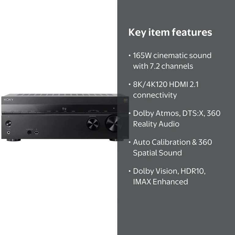 Sony STR-AN1000 7.2 Channel 8K Home Theater AV Receiver, Dolby