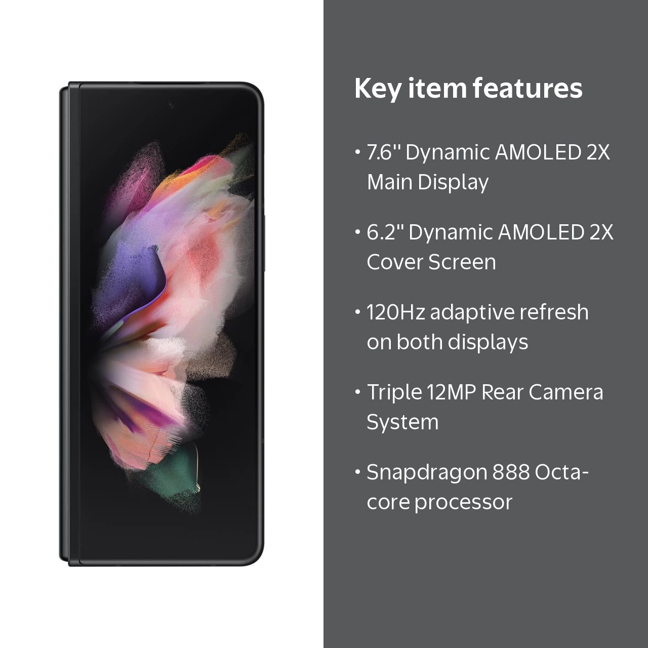 Samsung Galaxy Z Fold 3 5G 256GB UNLOCKED - Phantom Black
