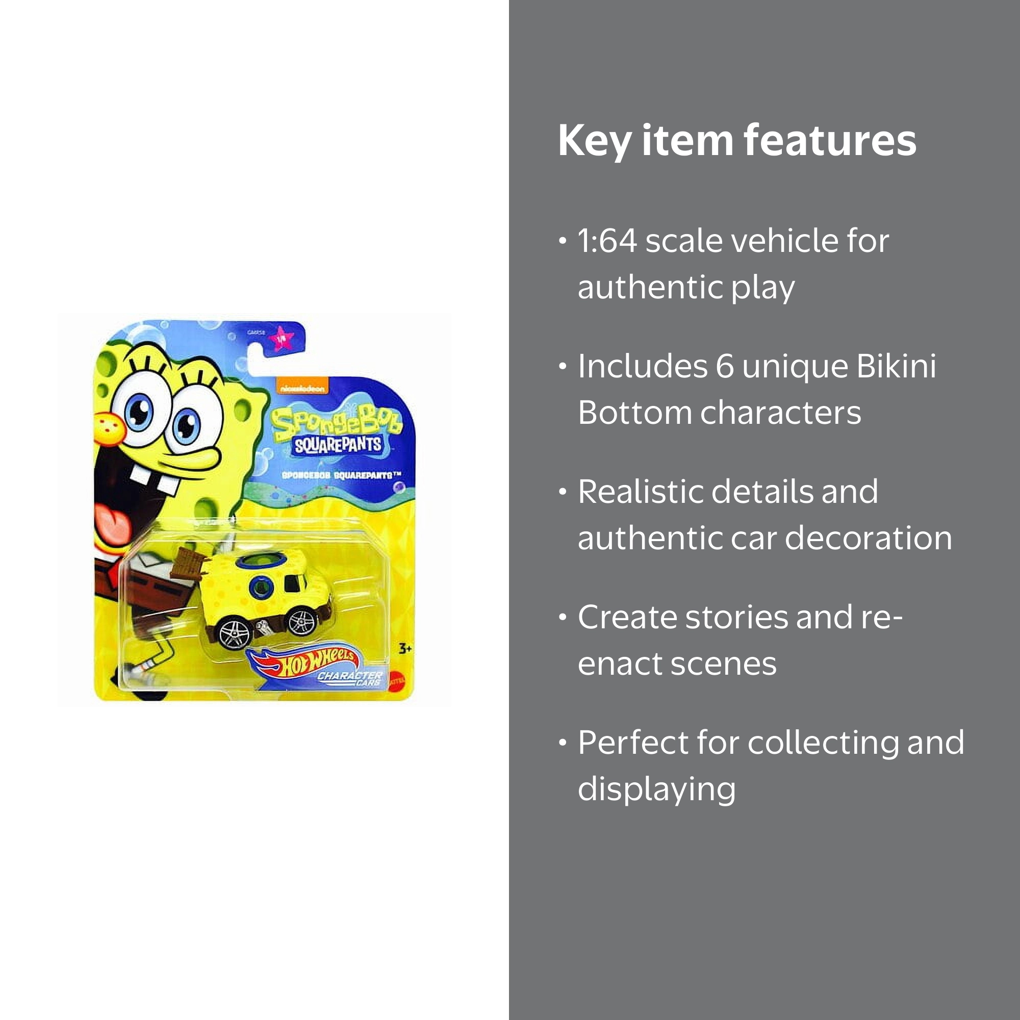 Hot Wheels SpongeBob Character Cars Assortment - Walmart.com