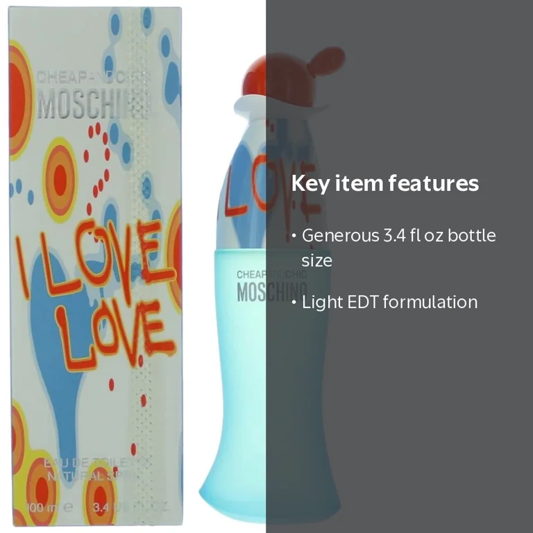 Moschino I Love Love Perfume, Eau De Toilette Spray for Women, 3.4