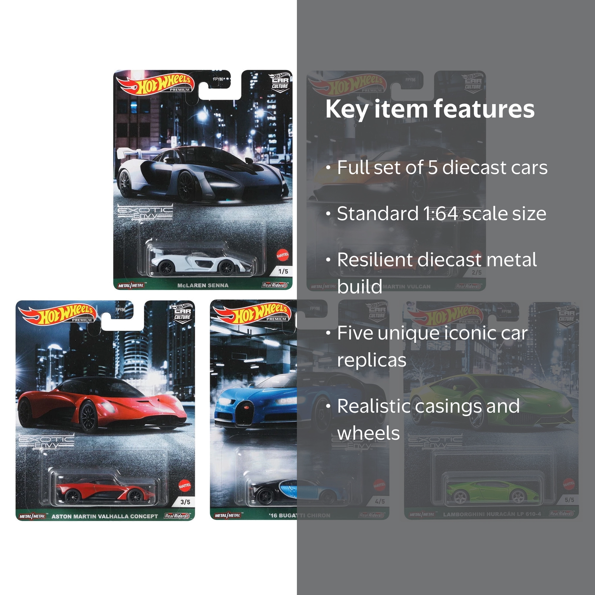 Hot Wheels Premium Car Culture 2021 - Exotic Envy - 957D Set of 5
