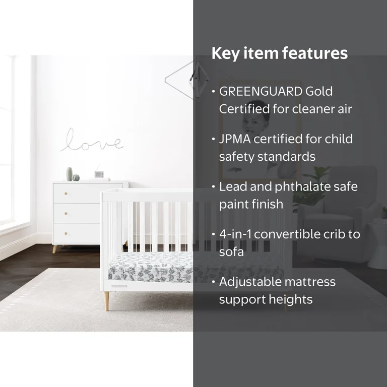 Delta Children Austin Acrylic 4-in-1 Convertible Baby Crib