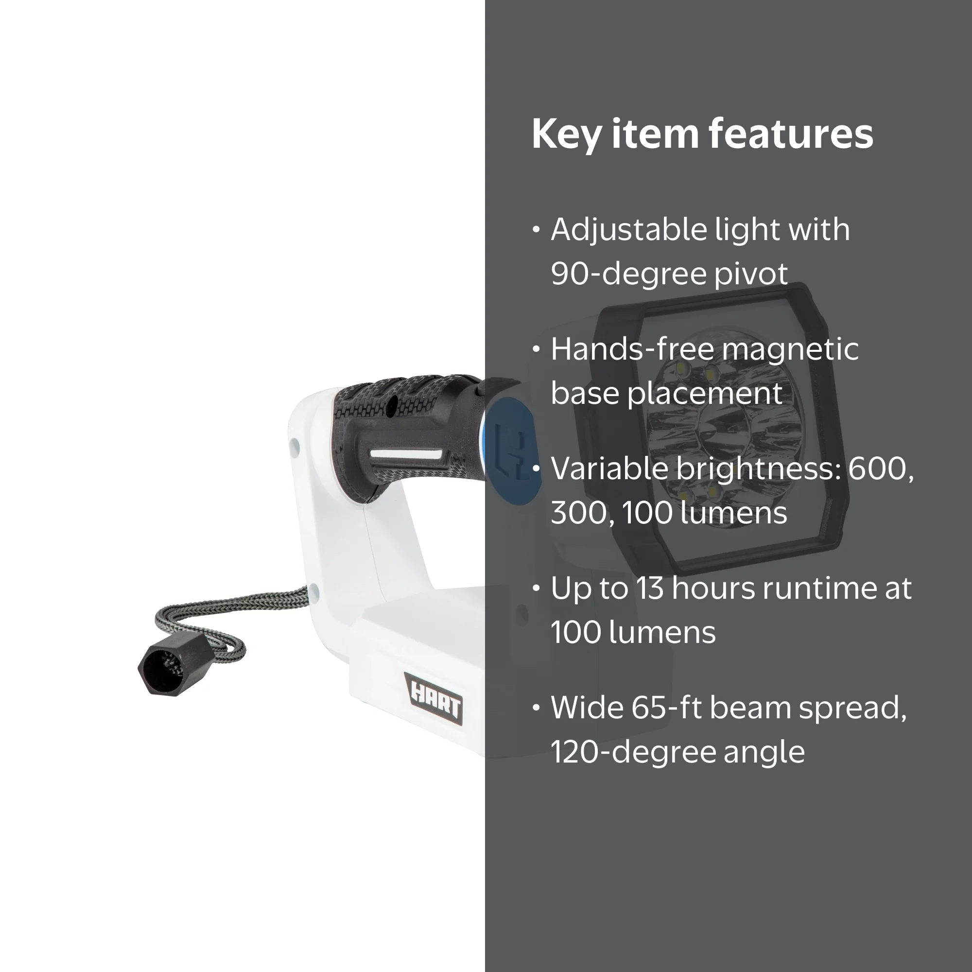 HART Rechargeable LED Area Spotlight, Pivoting Light Head