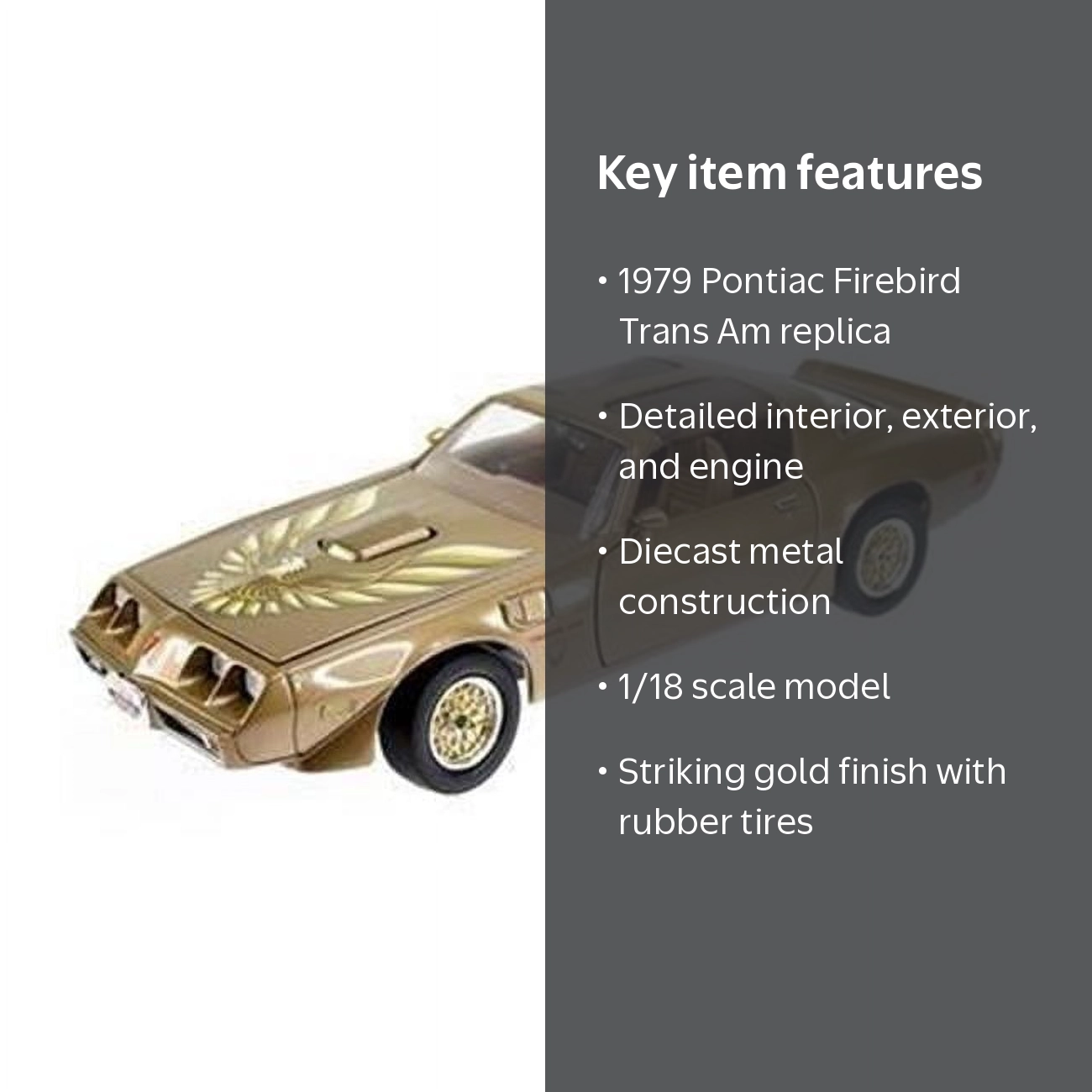 1 by 18 1979 Pontiac Firebird Trans Am Diecast Model Car, Gold