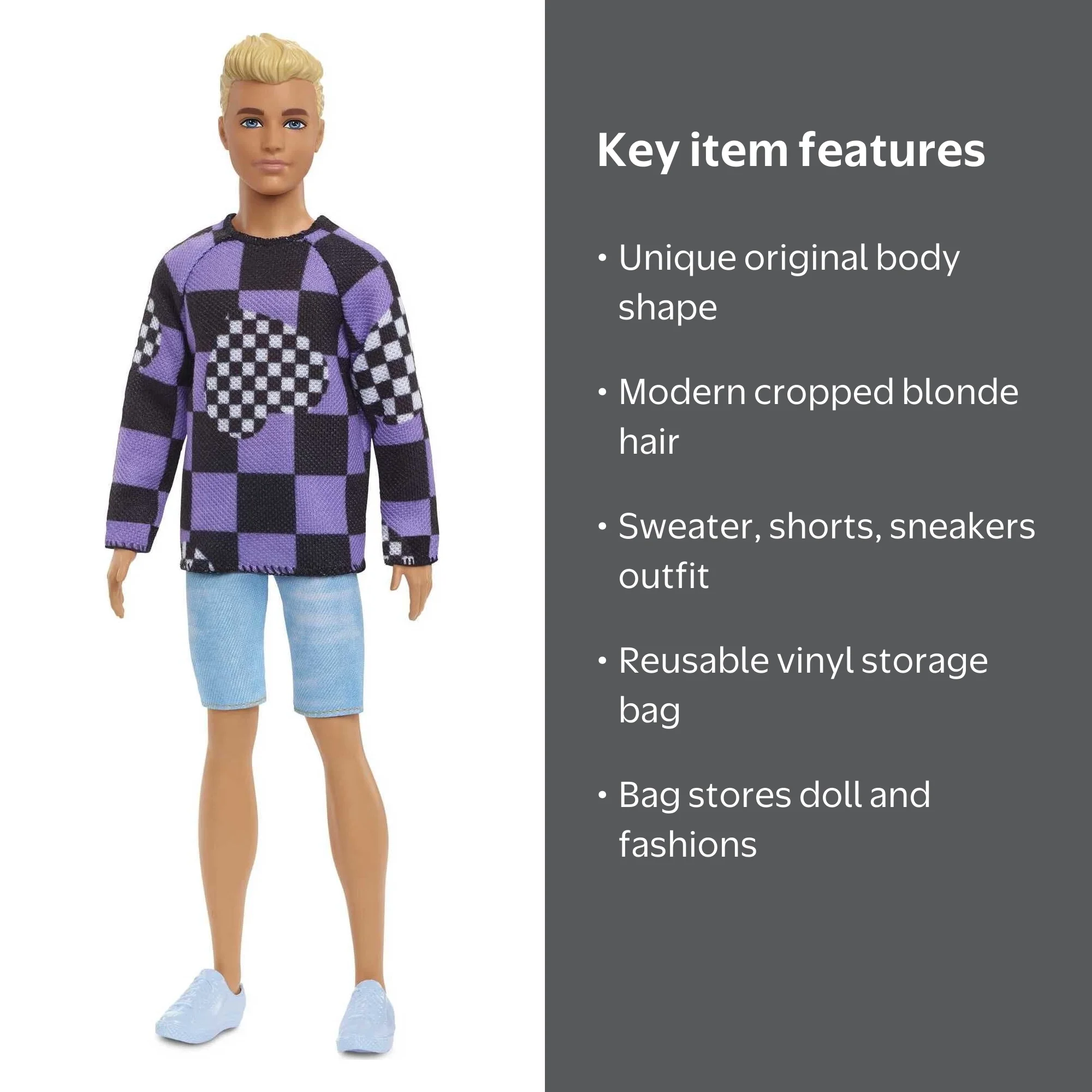 ken ken ken  クロスチェック Barbie Fashionistas Ken Doll #191, Dressed in Checkered Sweater