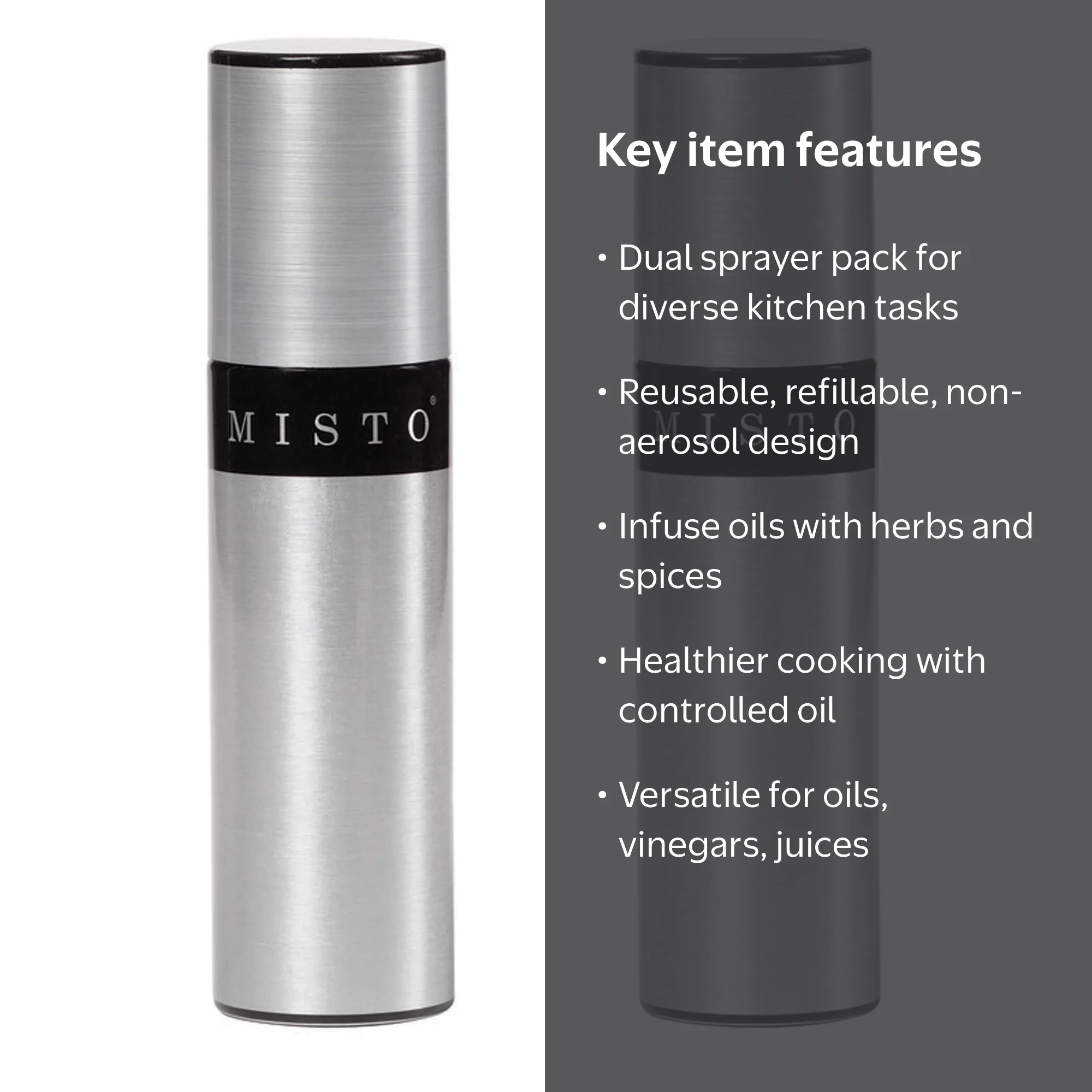 Misto, Gourmet Olive Oil Spray Set, 2 Pack, Aluminum Bottle